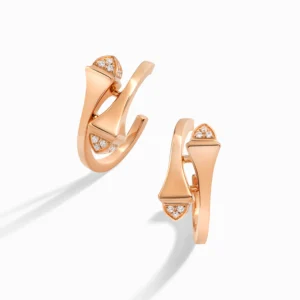 Cleo Gold Open Hoop Earrings with Diamond Pyramids