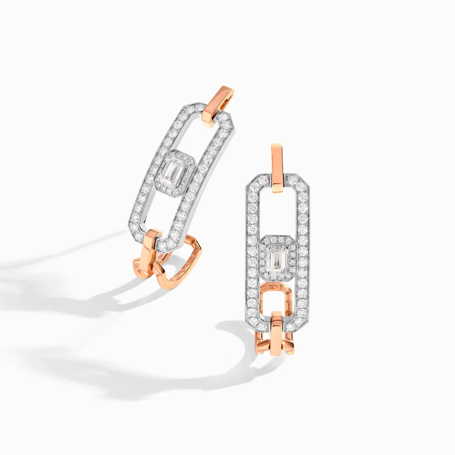 Empire Two-Tone Diamond Statement Open Link Earrings